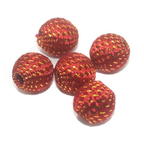 25 Pcs Crochet Round Beads Red 20x21 mm