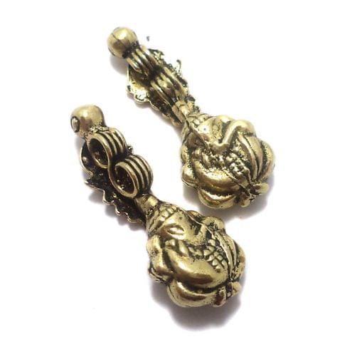 10 Pcs German Silver Lord Ganesha Kolhapuri beads Golden 34x12 mm