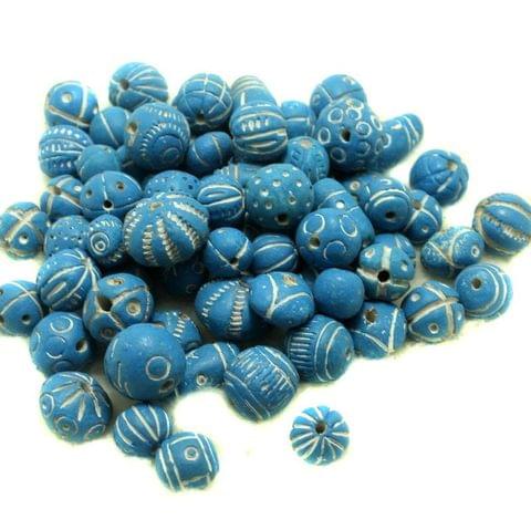 50 Clay Beads Assorted Turquoise 12-30mm