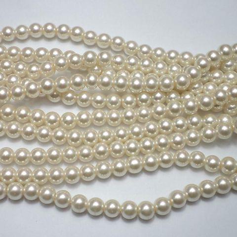 45+ Glass Pearl Round Beads Off White 8 mm