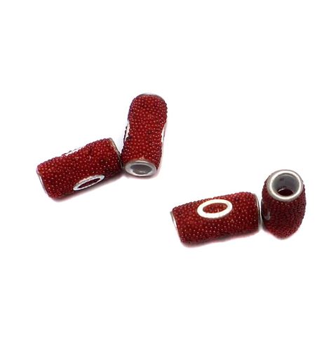 10 Pcs. Lac Tube Beads Red 18x8mm