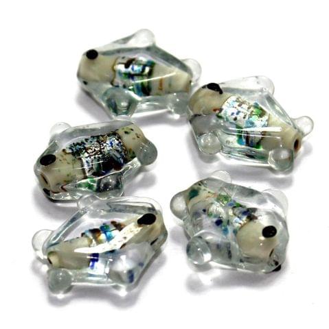 20 Silver Foil Fish Beads White 20mm