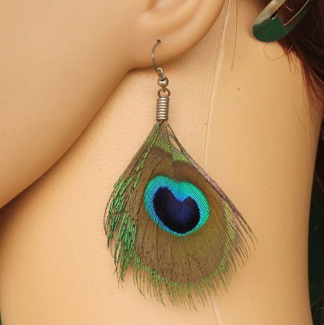 Fashion Feather Earring For Girls Turquoise