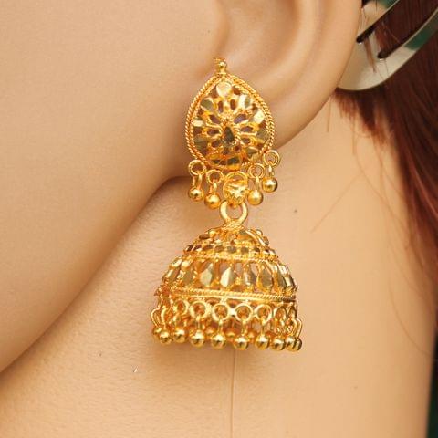 Meenakari Jhumka Earrings Golden