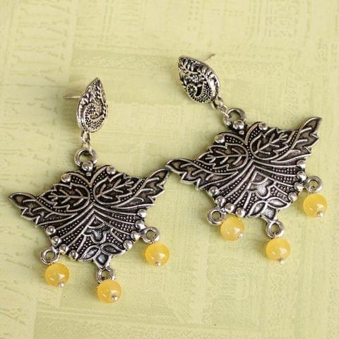 German Silver Beads Hanging Stylish Earring Yellow