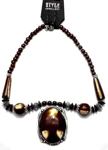 Beaded Necklace For Girls Brown