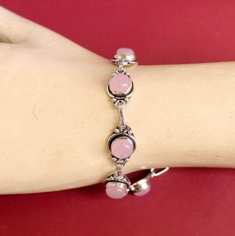 German Silver Stone Beaded Trendy Bracelets Pink
