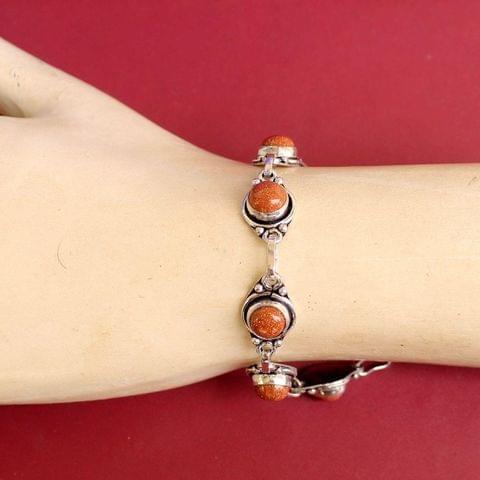 German Silver Stone Beaded Trendy Bracelets Orange