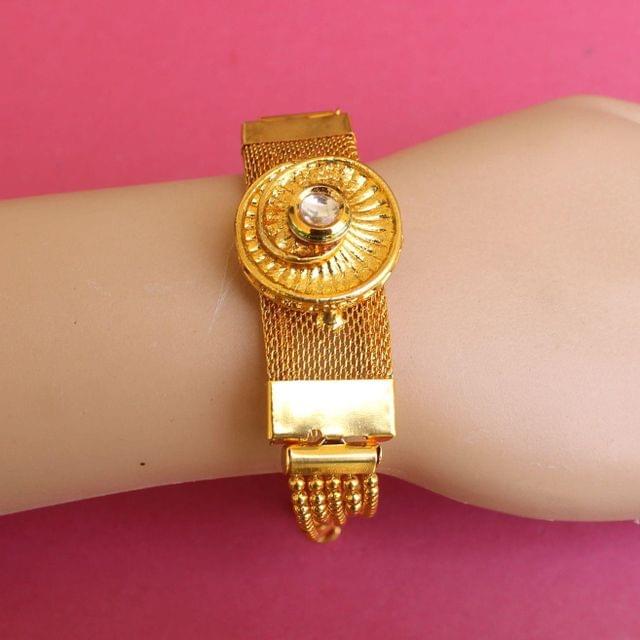 Gold Plated Kundan Chain Bracelet