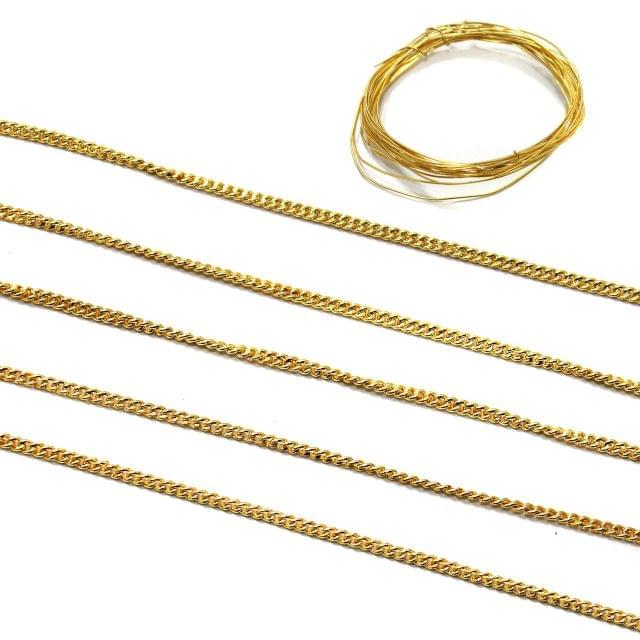 5 Mtr Mirco Plated Golden Chain 1mm With 2 Mtr Wire