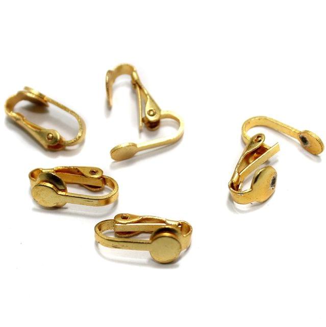 5 Pairs Earring Clips Golden 16x6mm