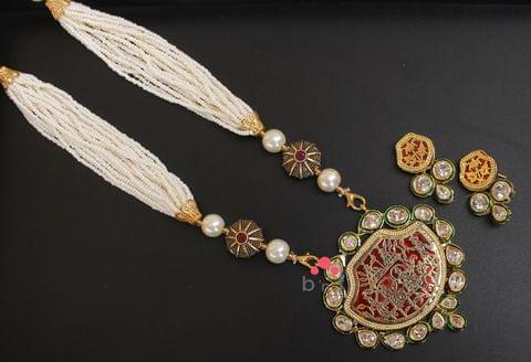 Designer Beaded Kundan Necklace Set For Women