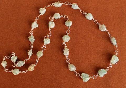 Wire Wrap Gem Stone Long Necklace Sea Green