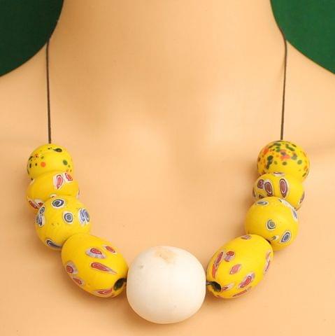 Ceramic Beaded Necklace Yellow
