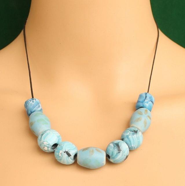 Ceramic Beaded Necklace Sky Blue