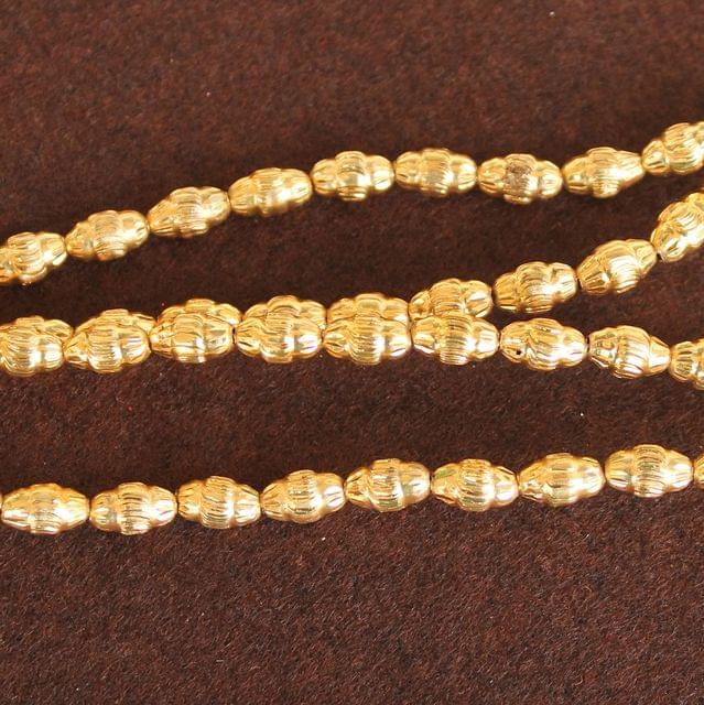 Brass Mani Gold plated Beads, Size 9x6 mm, Pack of 1 string, Approx 100 Pcs