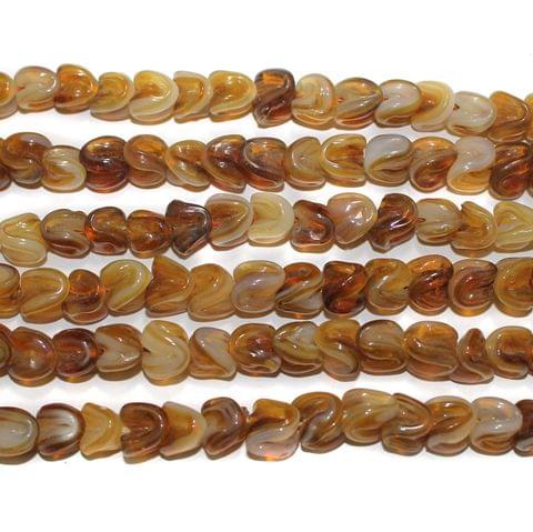 Glass Beads Twisty Brown 10mm, Pack Of 5 Strings