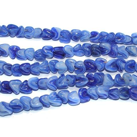 Glass Beads Twisty Blue 10mm, Pack Of 5 Strings