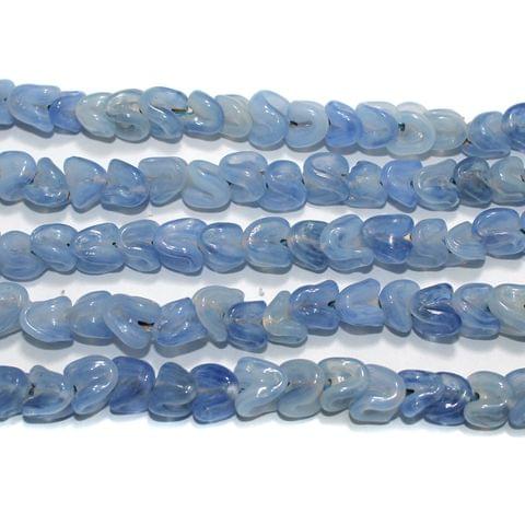 Glass Beads Twisty Light Blue 10mm, Pack Of 5 Strings
