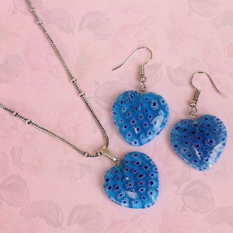 Milifiori Turquoise Heart Pendant Set