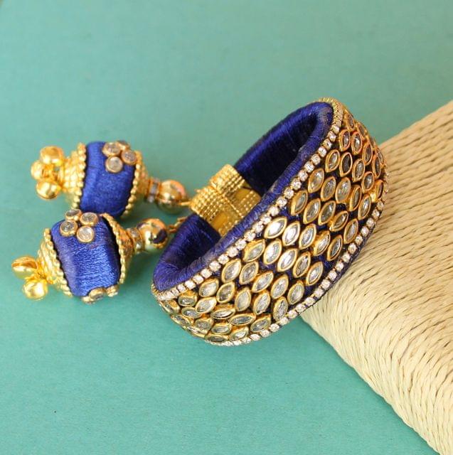 Silk Thread Mani Kundan Bracelet