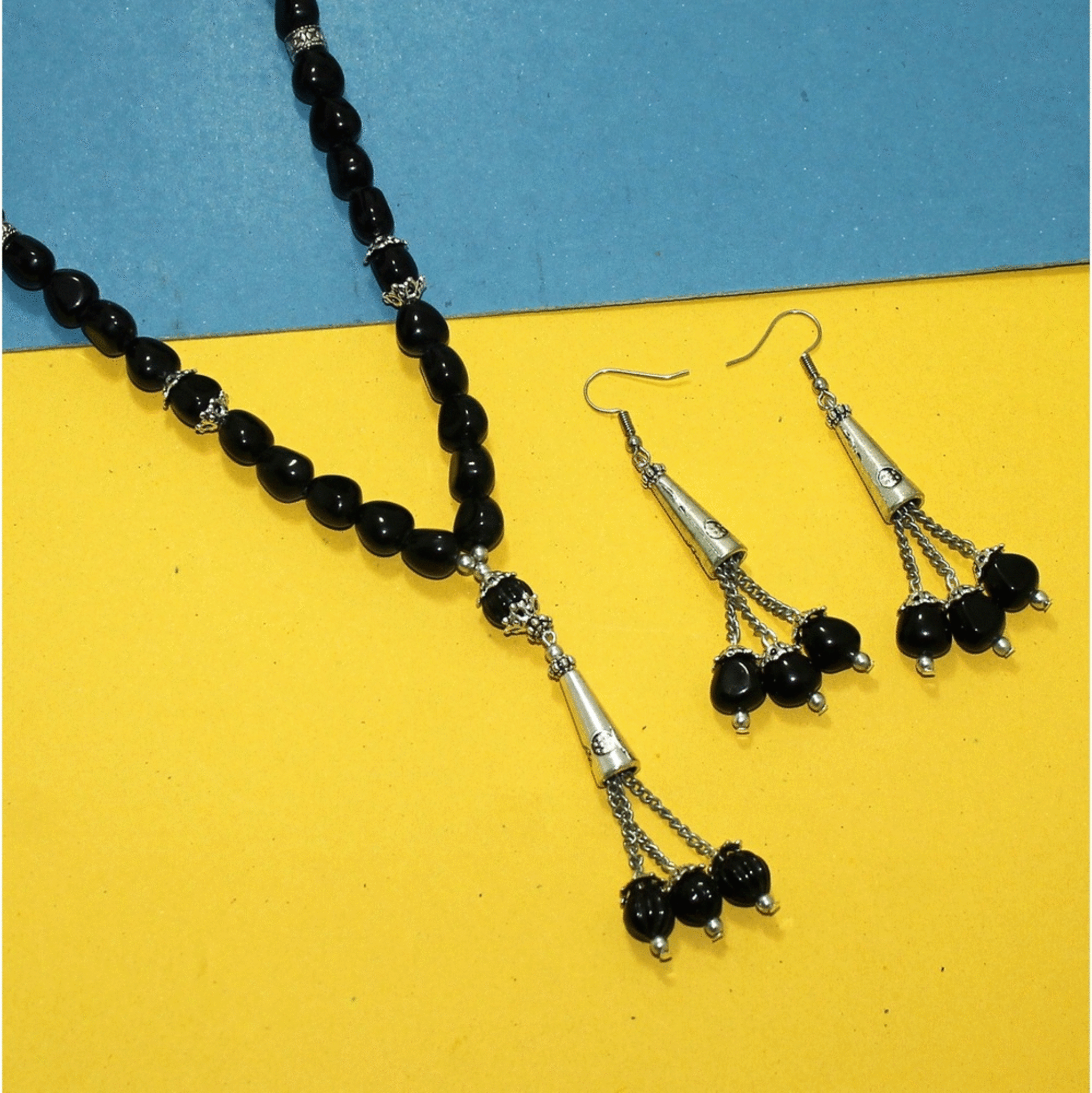Designer Handmade Beaded Necklace Set Black