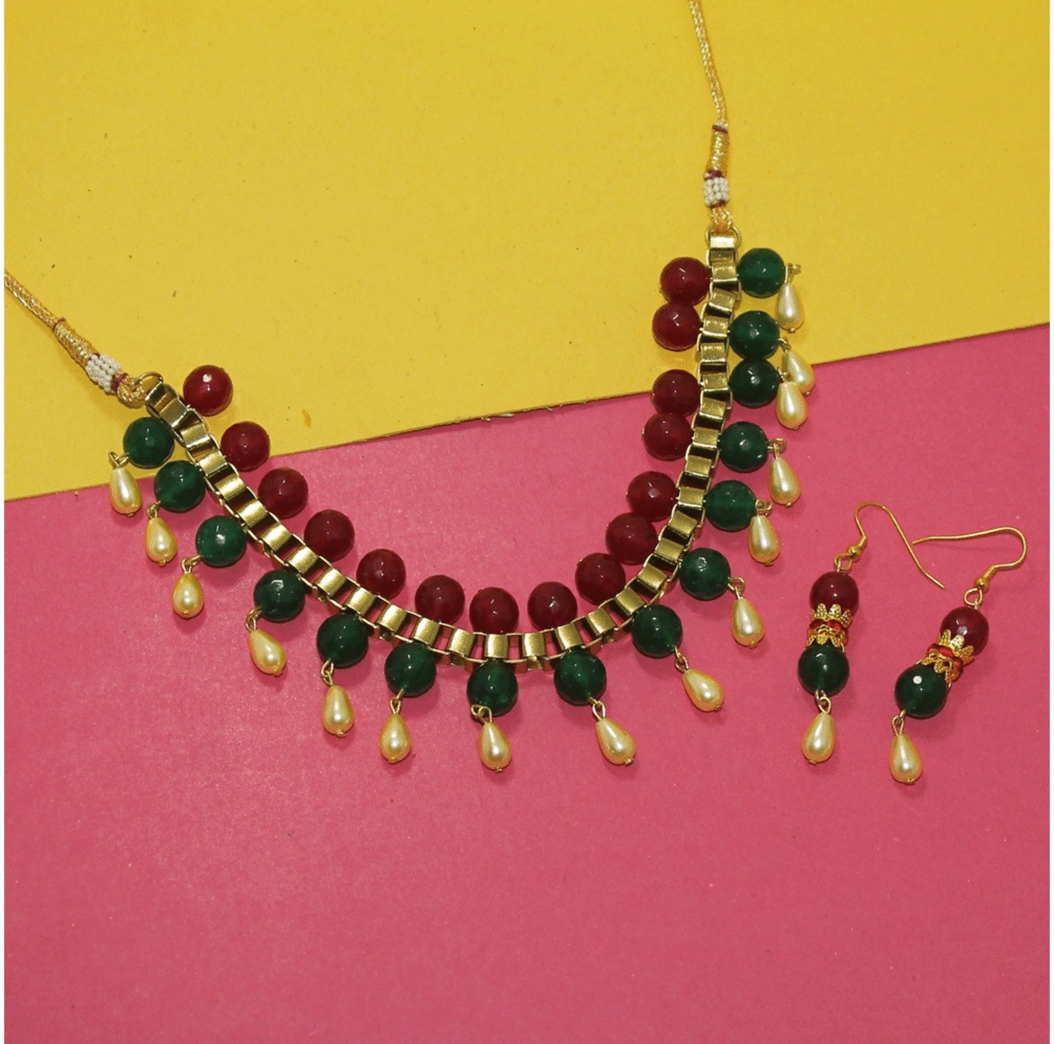 Designer Handmade Gemstone Beaded Necklace Set