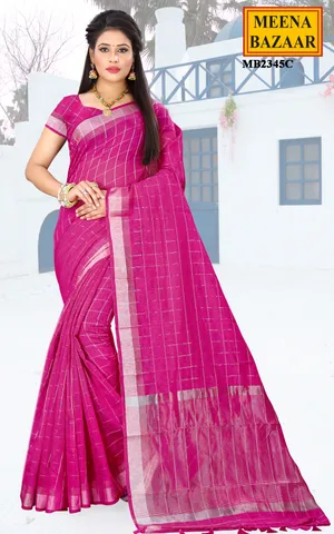 Hot Pink Linen Saree