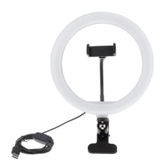 Ring Light w/Clip Clamp on Desktop Bed Table for Live Stream Makeup 10 inch