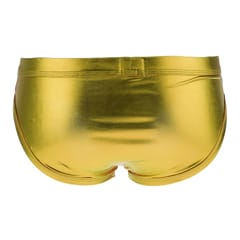 Men Shiny Leather Metallic Wet Look Briefs Underwear Underpant L Yellow