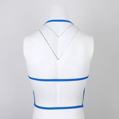 Men's Strechy Band Chest Body Harness Belt Tassels Bra Strap Clubwear Blue