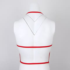 Men's Strechy Band Chest Body Harness Belt Tassels Bra Strap Clubwear Red