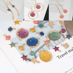 DIY Jewelry Handmade Moon Star Pendant Necklace Earrings Accessories Blue