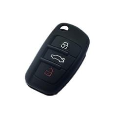 2 PCS Car Key Cover Silicone Flip Key Remote Holder Case Cover for Audi Q3 A3 A1 (Black)