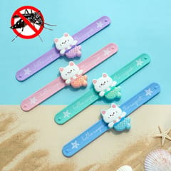 4 PCS Children Cartoon Silicone Mosquito Repellent Swatter Ring Summer Mosquito Bracelet Color Random Delivery