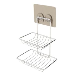 Stainless Steel Wall Mounted Soap Holder Storage Tray Dish Rack Two Layers