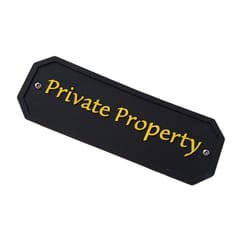 Private Property House Door Plaque Garden Wall Sign in (Black) Yellow Word