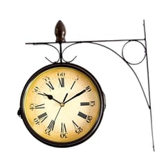 Double Sided Hanging Clock Retro Style Station Clock Wall Mounted Mute Clock