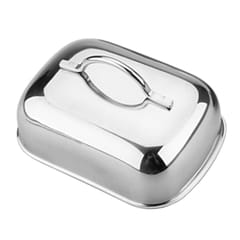 Kitchen Craft Traditional Stainless Steel Butter Dish Box with Lid Handle