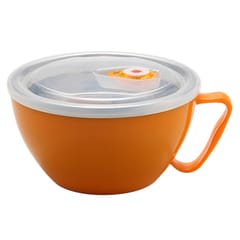 Instant Heat Insulation 304 Stainless Steel Noodle Handle Bowl 1200ml Orange