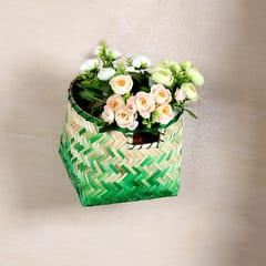 Handmade Bamboo Fiber Weaving Decorative Storage Basket Home Organizer S