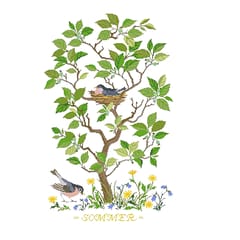 Handmade Ribbon Embroidery Tree Bird Painting Kit Cross Stitch DIY Decor