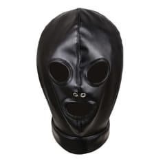 Faux Leather Hood Mask Lace Up Full Head Face Cover Couple Restraint Toys