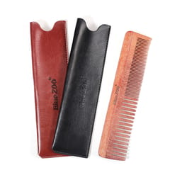 Double sides Wood Mustache Beard Comb Hair Comb with Case for Men Care Black