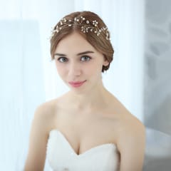 Bride Crystal Headband Flower Vine Headpiece Wedding Women Girls Hairbands A