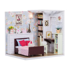 1/24 Miniature DIY Dollhouse Kits with Lights Model Girl Bedroom Kids Gift