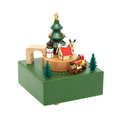 Christmas Train Music Box Stem-winding Musical Box Beech (Green)
