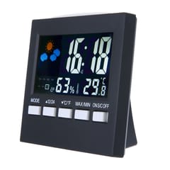 Digital Display Thermometer Humidity Clock Colorful Indoor