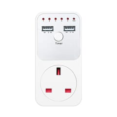 Countdown Timer Socket With 2 Usb Ports 5V 2.1A Outlet