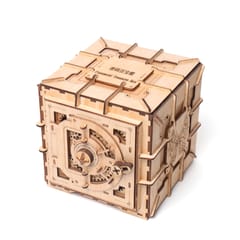 3D Wooden Treasure Box Mechanical Puzzle Nature Wood Self (Wood color)